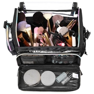 BYOOTIQUE Makeup Brush Case Portable Artist Brush Holder Stand-Up Travel Cosmetic Organizer Bag Larg...