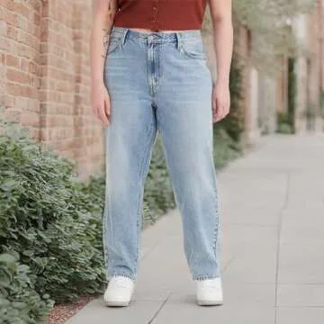 Levi's Women's Plus Size 94 Baggy Pants Light Indigo Worn In