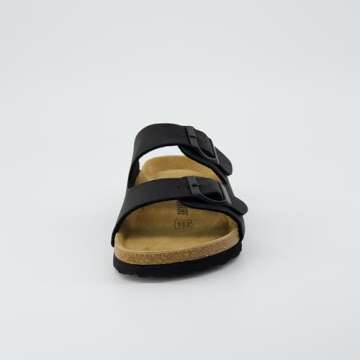 CUSHIONAIRE Women's Lane Cork Footbed Sandal With +Comfort, Black, 11