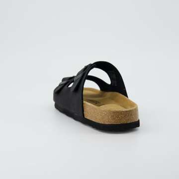 CUSHIONAIRE Women's Lane Cork Footbed Sandal With +Comfort, Black, 11