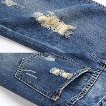 AvaCostume Women's Adjustable Strap Ripped Denim Overalls DarkBlue XXL