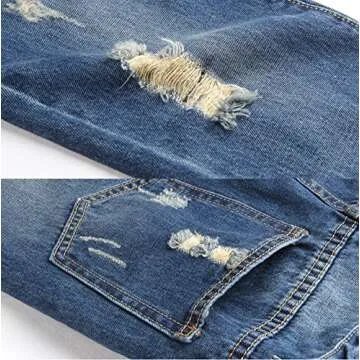 AvaCostume Women's Adjustable Strap Ripped Denim Overalls DarkBlue XXL