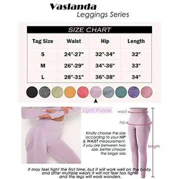 Vaslanda Women High Waist Seamless Workout Leggings