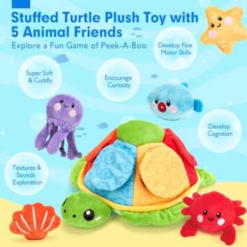 hahaland Montessori Toys for Babies 6-12 Months - Baby Boy Toys Stuffed Animals Soft Crinkle Toys Se...