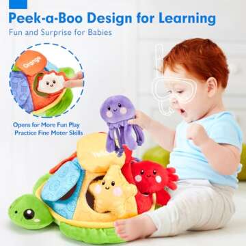 hahaland Montessori Toys for Babies 6-12 Months - Baby Boy Toys Stuffed Animals Soft Crinkle Toys Sensory Toys for 6 7 8 9 Month Old Boy Toys for Toddlers 1 Year Old Boy Easter Birthday Gift