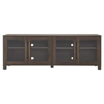 Henn&Hart Rectangular TV Stand for TV's up to 80" in Alder Brown, Electric Fireplace TV Stands for the Living Room