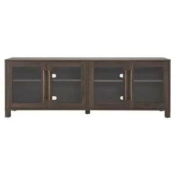 Henn&Hart Rectangular TV Stand for TV's up to 80" in Alder Brown, Electric Fireplace TV Stands for the Living Room