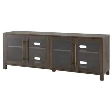 Henn&Hart Rectangular TV Stand for TV's up to 80" in Alder Brown, Electric Fireplace TV Stands for the Living Room