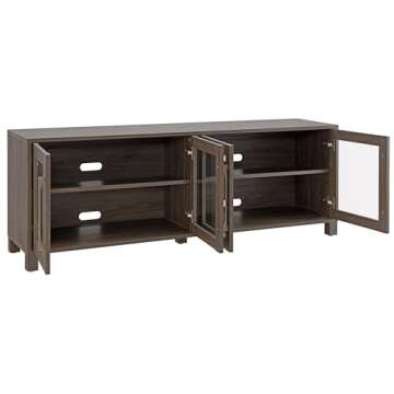 Henn&Hart Rectangular TV Stand for TV's up to 80" in Alder Brown, Electric Fireplace TV Stands for the Living Room