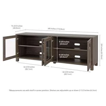 Henn&Hart Rectangular TV Stand for TV's up to 80" in Alder Brown, Electric Fireplace TV Stands for the Living Room