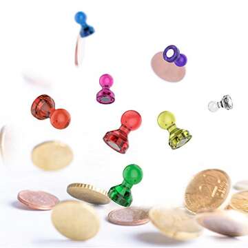 Tiergrade 60 Pack Assorted Color Push Pin Magnets for Home & Office