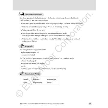 Evan-Moor Financial Literacy Lessons and Activities, Grade 4, Homeschool and Classroom Resource Workbook, Learn about Money, Earning, Paying, Buying, ... (Financial Literacy Lessons & Activities)