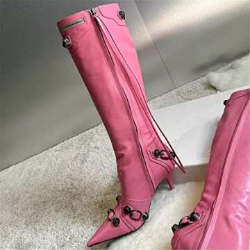 Goolita Women's Stylish Pointed Toe Knee High Boots
