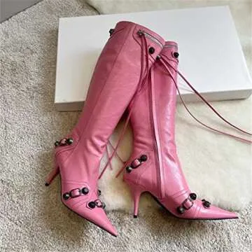 Goolita Women's Stylish Pointed Toe Knee High Boots