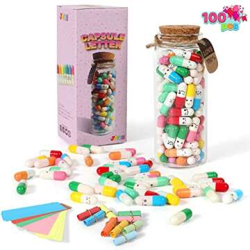 JOYIN 100 Pcs Valentines Day Party Favors Mixed Colors Capsule Letters Message in a Bottle for Valentine Kids Classroom Exchange, Gift Exchange and Game Prize