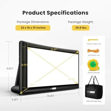 VIVOHOME 20 Feet Indoor and Outdoor Inflatable Blow up Mega Movie Projector Screen with Triangle Base and Carry Bag for Front and Rear Projection