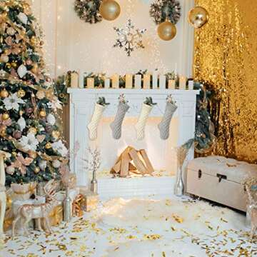 Free Yoka Christmas Stockings - Cable Knit Argyle Design, Large 18 Inch Size for Holiday Decor, 4 Pa...