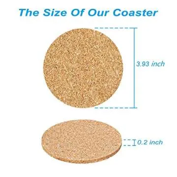 12 Pcs Cork Coaster for Drink, Absorbent Heat Resistant Reusable Tea or Coffee Coaster, Blank Coaste...