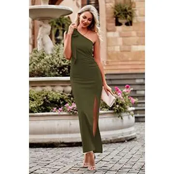 Elegant One Shoulder Maxi Dress for Weddings and Parties
