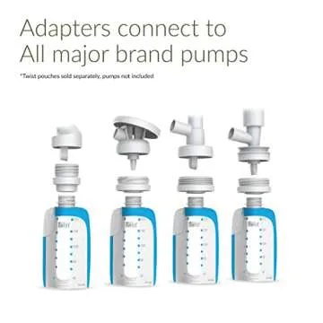 Kiinde Twist Milk Storage Bag Breast Pump and Baby Bottle Direct Pump Adapters, 3 Pairs, Leak-Free, Transfer-Free Pumping Directly Into Bag Compatible with Avent and Newer Spectra Models
