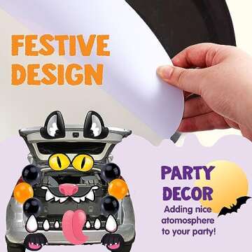 JOYIN Halloween Black Cat Trunk or Treat Car Decorations Kit for SUV Halloween Decorations Outdoor Indoor Decor, Party Favors Supplies Balloons Haunted House Garage Door Van Vehicle Lawn Archway Cute