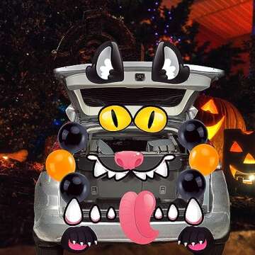 JOYIN Halloween Black Cat Trunk or Treat Car Decorations Kit for SUV Halloween Decorations Outdoor Indoor Decor, Party Favors Supplies Balloons Haunted House Garage Door Van Vehicle Lawn Archway Cute