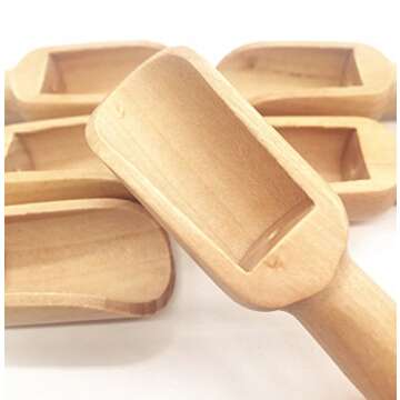 LEEUEE Mini Wooden Scoops for Bath & Essential Oils
