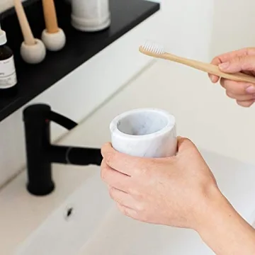 JIMEI Natural Marble Toothbrush Holder Elegant Design