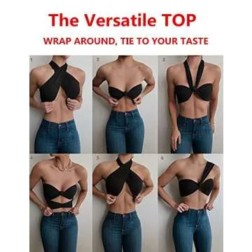 Mokoru Women's Sexy Sleeveless Halter Criss Cross Tank Crop Tops Self Tie Backless Cami, S/M, Black