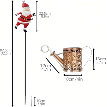 Enchanting Christmas Solar Kettle Lights - Santa Design for Your Garden