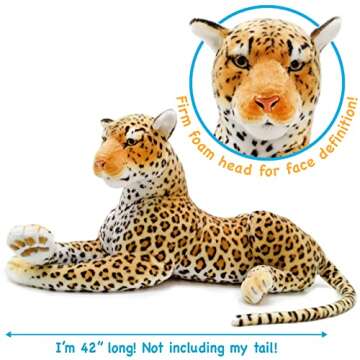 TigerHart Lahari The Leopard - 42 Inch (Tail Measurement Not Included) Big Stuffed Animal Plush Cat