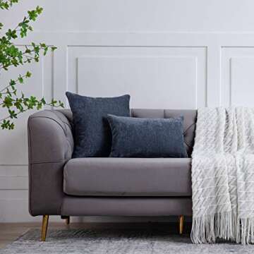 Anickal Blue Grey Pillow Covers 18x18 Inch Set of 2 Solid Rustic Farmhouse Decorative Throw Pillow Covers Square Cushion Case for Home Sofa Couch Decoration