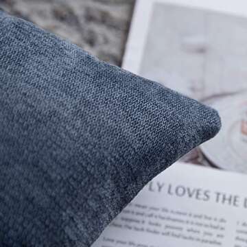 Anickal Blue Grey Pillow Covers 18x18 Inch Set of 2 Solid Rustic Farmhouse Decorative Throw Pillow Covers Square Cushion Case for Home Sofa Couch Decoration