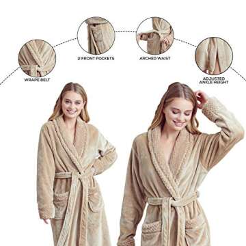 Women’s Comfortable Fleece Bathrobe – Plush Soft Robe for Women