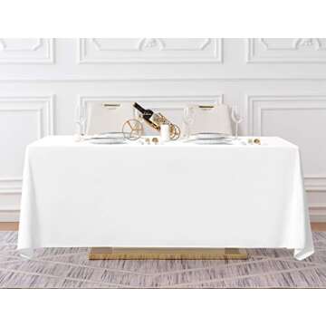 Surmente 2 Pack White Rectangle Tablecloth 90 x 132-inch Rectangular Polyester Table Cloth for Weddings, Banquets, or Restaurants