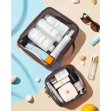 Clear Makeup Bags for Men- TSA Approved Toiletry Bag with Handle Large Opening, Clear Toiletry Bags for Traveling Travel Essentials Valentines Day Gifts for Him Men (Large+Mini Chocolate)