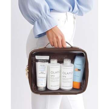 Clear Makeup Bags for Men- TSA Approved Toiletry Bag with Handle Large Opening, Clear Toiletry Bags for Traveling Travel Essentials Valentines Day Gifts for Him Men (Large+Mini Chocolate)