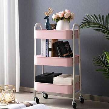 AGTEK Makeup Cart - Stylish 3-Tier Utility Organizer