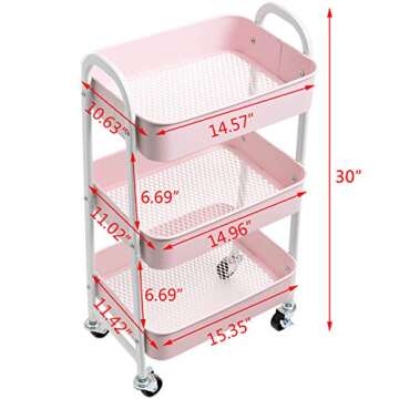 AGTEK Makeup Cart - Stylish 3-Tier Utility Organizer
