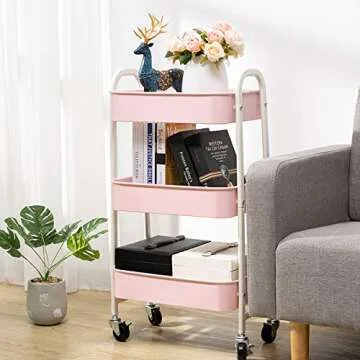 AGTEK Makeup Cart - Stylish 3-Tier Utility Organizer