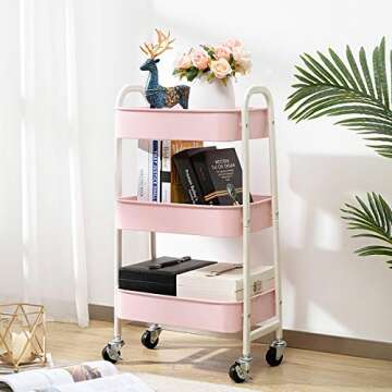 AGTEK Makeup Cart - Stylish 3-Tier Utility Organizer