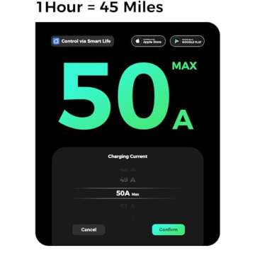 Level 2 EV Charger,50A 240V Hardwired Home Charger,ETL/FCC/CE Certified Charging Stations, WiFi Enabled EVSE Adjustable Current Schedule Time for All J1772 （23 FT）