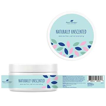 Plant Therapy Naturally Unscented Whipped Shea Body Butter 8 oz 100% Vegan, Gentle and Hydrating Base