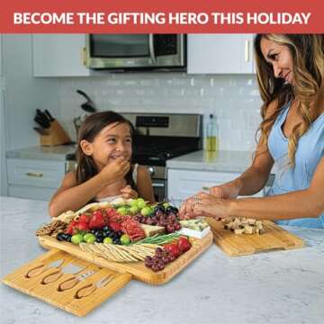 Home Euphoria Bamboo Charcuterie Board Set for Gifting