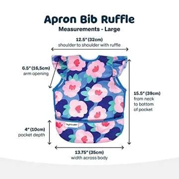 Tiny Twinkle Mess Proof Baby Bib - Waterproof Baby Apron - Machine Washable - PVC, BPA, & Phthalate Free - Great Travel Bib for Baby Eating - Baby Food Bibs (Floral Blue, Small 6-24 Months)