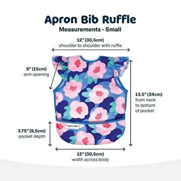Tiny Twinkle Mess Proof Baby Bib - Waterproof Baby Apron - Machine Washable - PVC, BPA, & Phthalate Free - Great Travel Bib for Baby Eating - Baby Food Bibs (Floral Blue, Small 6-24 Months)