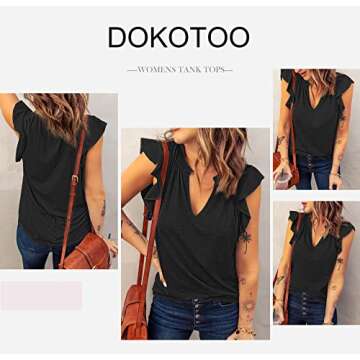 Stylish Dokotoo Women's Ruffle Cap Sleeve Tank Tops