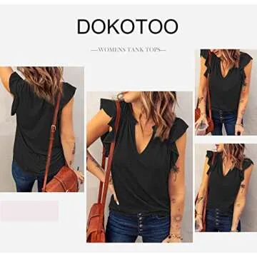 Stylish Dokotoo Women's Ruffle Cap Sleeve Tank Tops