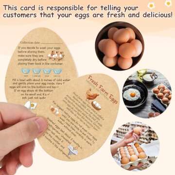 Kisston 200 Pcs Fresh Farm Eggs Handling Instructions Cards 3.5 x 2.6 Inch Reusable Egg Carton Stamp Bulk for sale sign Carton Basket Farm Business Accessories Style