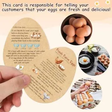 Kisston 200 Pcs Fresh Farm Eggs Handling Instructions Cards 3.5 x 2.6 Inch Reusable Egg Carton Stamp Bulk for sale sign Carton Basket Farm Business Accessories Style